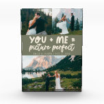 You and Me Picture Perfect Frischvermählte in Salb Fotoblock<br><div class="desc">Whimsische und spielerische Hochzeitserinnerung mit 3 Fotos der Frischvermählten und einer typografischen Textzeile,  die "du   ich = bildschön" sagt. Salbeigrün.</div>