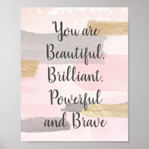 YOU ARE BEAUTIFUL - Pink Gold Quote Poster