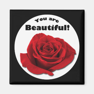 "You are Beautiful" Rote Rose Magnet