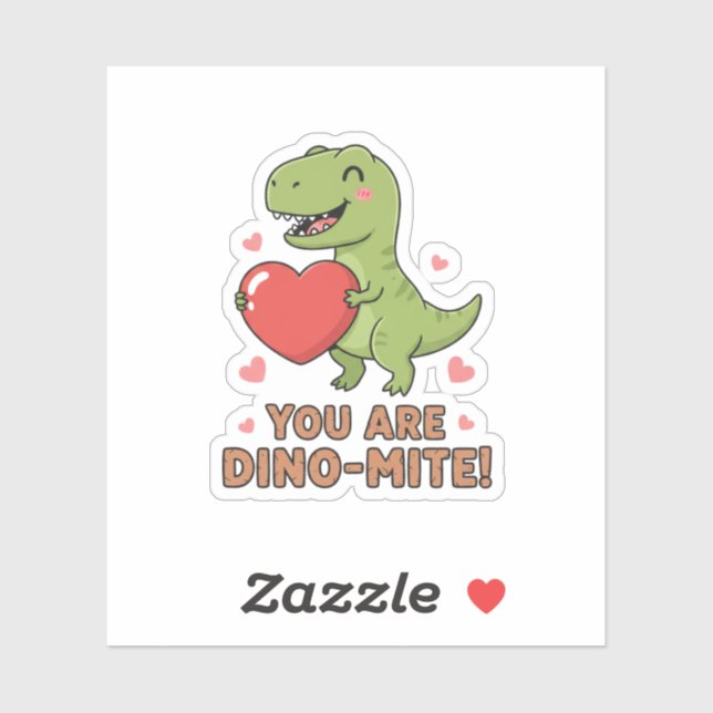 You Are Dino-mite Cute T-Rex Dinosaur Valentine  Aufkleber (Blatt)