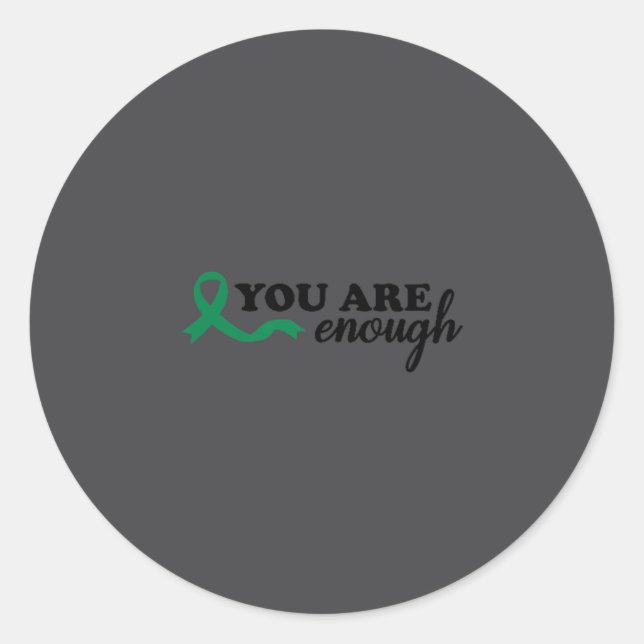 You Are Enough Mental Health Green Ribbon Suicide  Runder Aufkleber (Vorderseite)