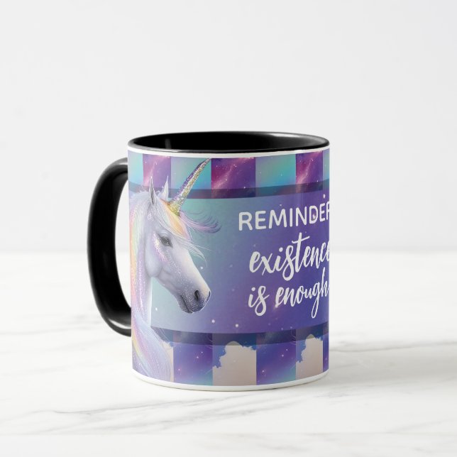 You Are Enough Reminder Rainbow Unicorn Tasse (Vorderseite Links)
