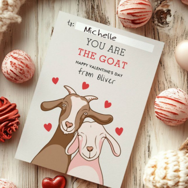 You Are GOAT Pun FUNNY KID classroom valentines Mitteilungskarte (Von Creator hochgeladen)