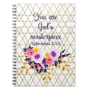 You Are God's Masterpiece Bibel Verse Christian Notizblock
