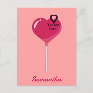 You Are in My Pink Lollypop Heart Love Postkarte