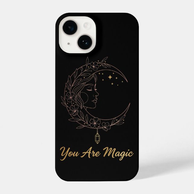 You Are Magic - Celestial Moon Goddess Black iPhone Hülle (Rückseite)