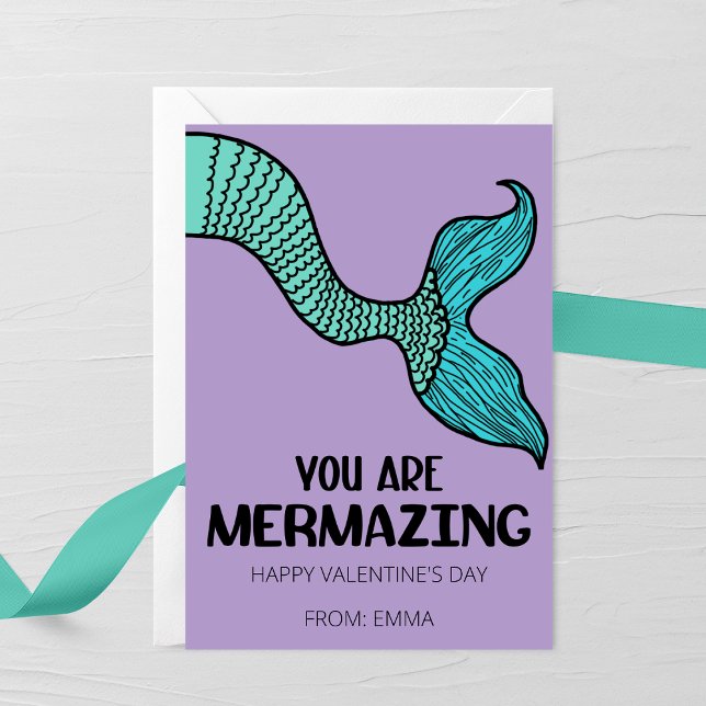 You Are Mermazing Valentine’s Day Card for Kids Mitteilungskarte (Von Creator hochgeladen)