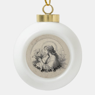 You Are My Angel Vintage Christmas Personalized  Keramik Kugel-Ornament