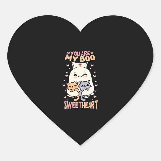You are my boo Sweetheart Halloween cute ghost Nur Herz-Aufkleber (Vorderseite)