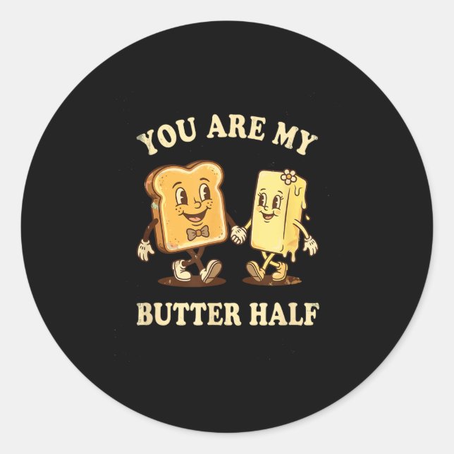 You Are My Butter Half Retro Toast Bread Couple Va Runder Aufkleber (Vorderseite)