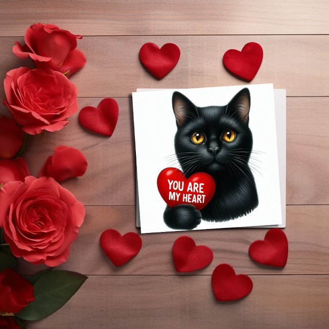 You Are My Heart Valentine Poem Black Cat Holiday  Karte (Von Creator hochgeladen)