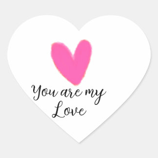you are my love pink red heart watercolor kidretro Herz-Aufkleber