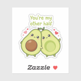 You Are My Other Half Cute Avocado Valentine  Aufkleber