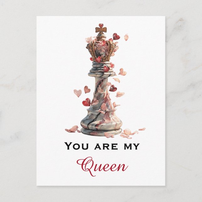 You Are My Queen Chess Valentine's Day Postkarte (Vorderseite)