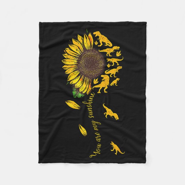 You Are My Sunshine Dinosaur T-rex Sunflower  Fleecedecke (Vorderseite)