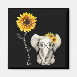 You Are My Sunshine Hippie Sunflower Elephant Magnet
