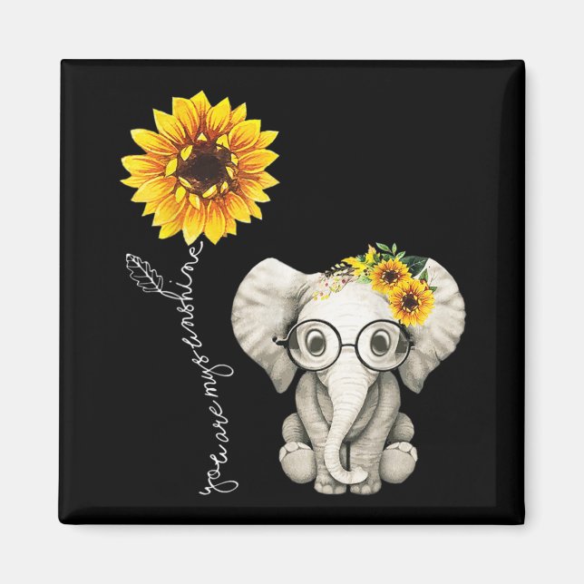 You Are My Sunshine Hippie Sunflower Elephant Magnet (Vorne)