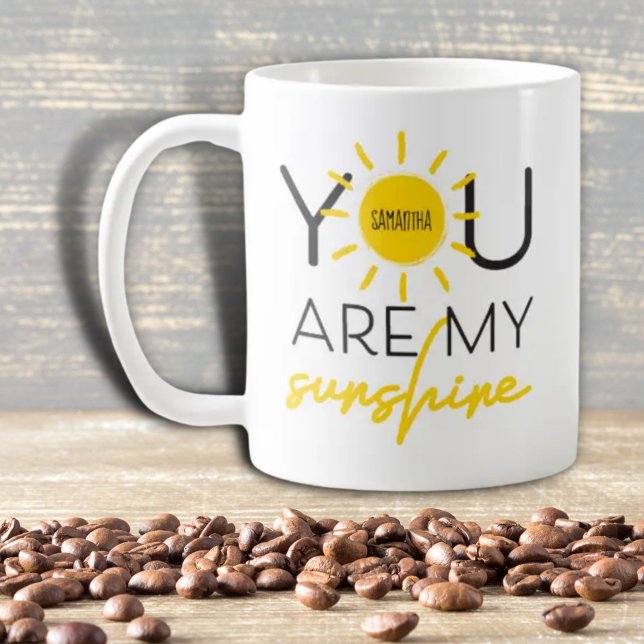 You Are My Sunshine Quote Yellow Black Kaffeetasse (Von Creator hochgeladen)