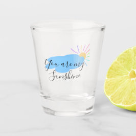you are my sunshine yellow orange sun rays clouds schnapsglas