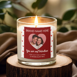 You Are My Valentine Custom Photo Candle Labels Quadratischer Aufkleber