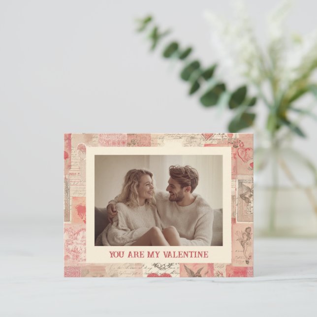 You Are My Valentine Custom Photo & Text Card Postkarte (Stehend Vorderseite)