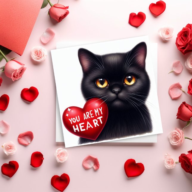 You Are My Valentine Heart Poem Black Cat Holiday  Karte (Von Creator hochgeladen)