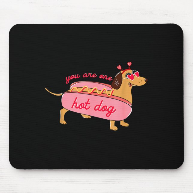 You Are One Hot Dog Dachshund Valentines Heart Gle Mousepad (Vorne)