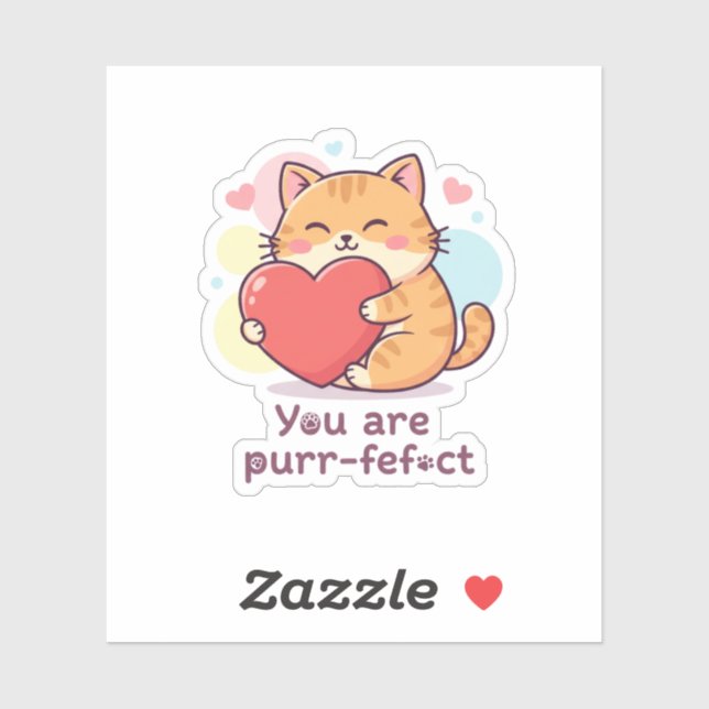 You Are Purr-fect Cute Cat Pun Valentine Sticker (Blatt)