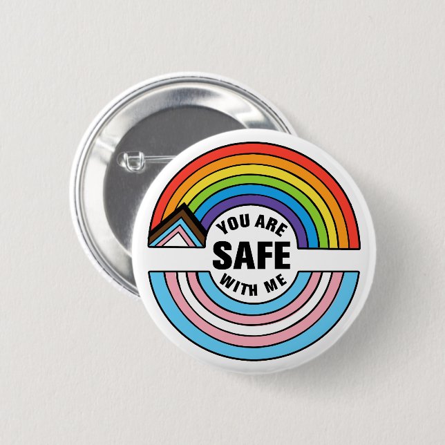 You Are Safe With Me LGBTQIA Ally Button (Vorne & Hinten)