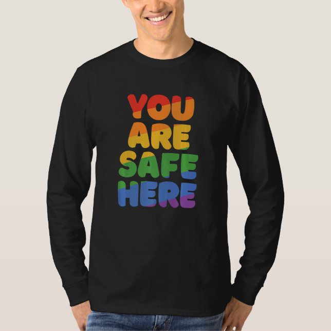 You Are Safe With Me Rainbow Pride Lgbtq Gay Trans T-Shirt (Vorderseite)