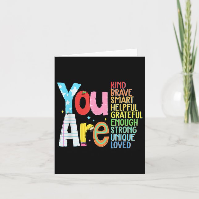 You Are Smart Brave Strong Kind Loved Motivation T Karte (Vorderseite)