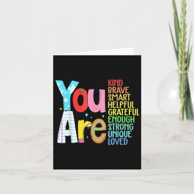 You Are Smart Brave Strong Kind Loved Motivation T Karte (Vorderseite)
