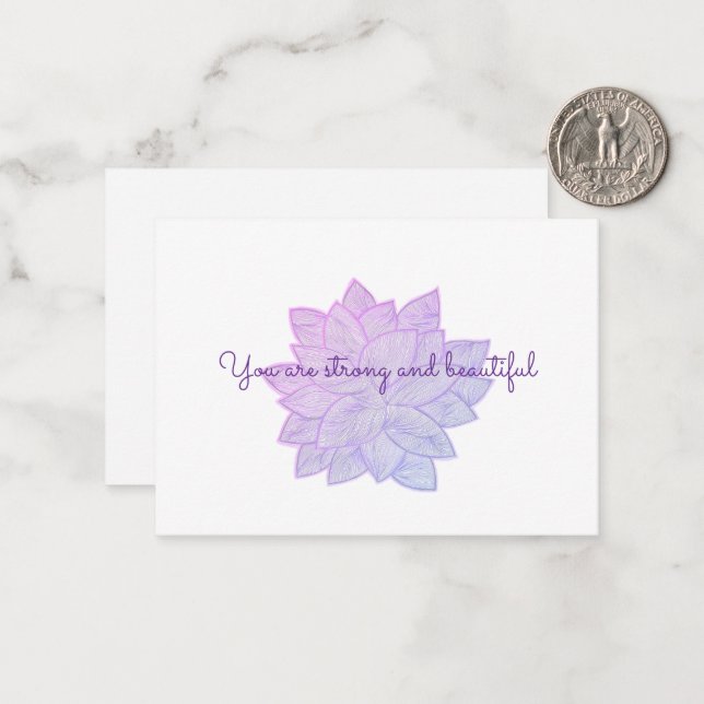 You are strong and beautiful: Floral Affirmation Mitteilungskarte (Vorderseite/Rückseite Beispiel)