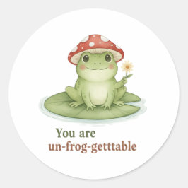 You Are Un-frog-gettable Cottagecore Frog Mushroom Runder Aufkleber