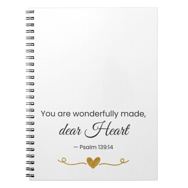 You Are Wonderfully Made – Psalm 139:14 Notebook Notizblock (Vorderseite)