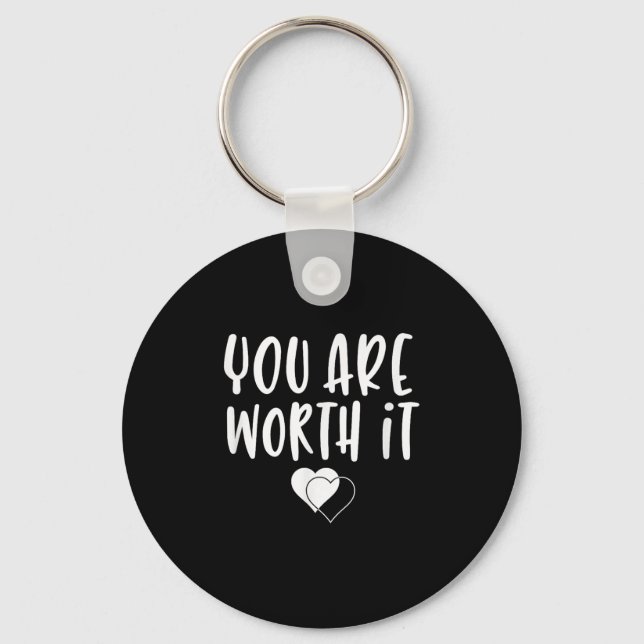 You Are Worth It Cute Motivational Women Hearts De Schlüsselanhänger (Vorderseite)