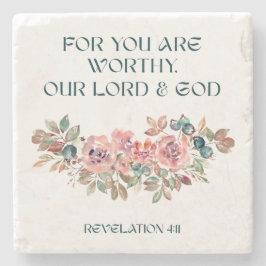 You Are Worthy — Watercolor Floral Stone Coaster Steinuntersetzer