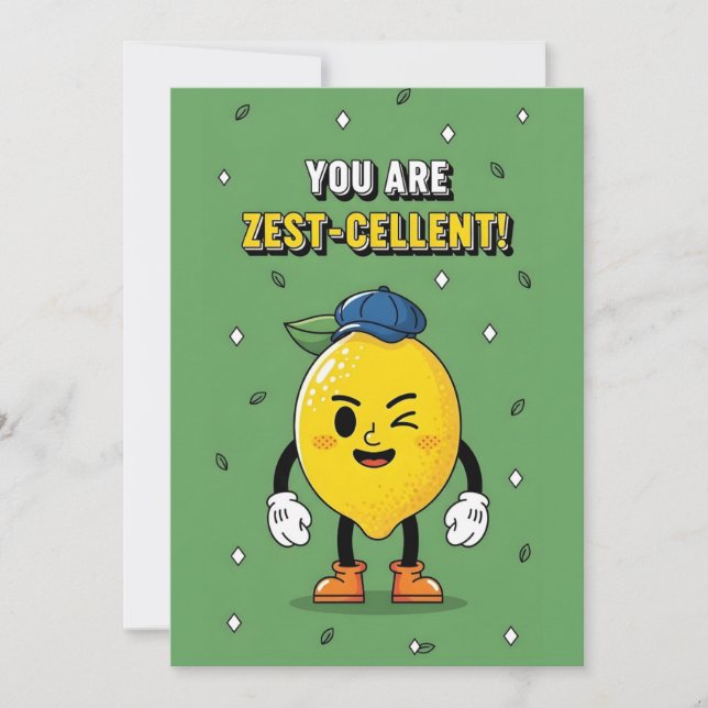 You Are Zest-cellent funny lemon pun citrus Dankeskarte (Vorderseite)