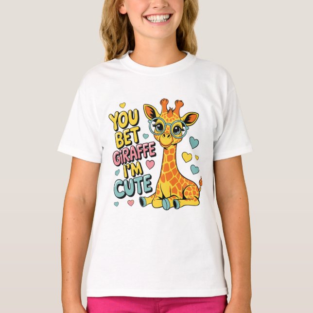 You Bet Giraffe I’m Cute – Funny Kawaii Animal Pun T-Shirt (Vorderseite)