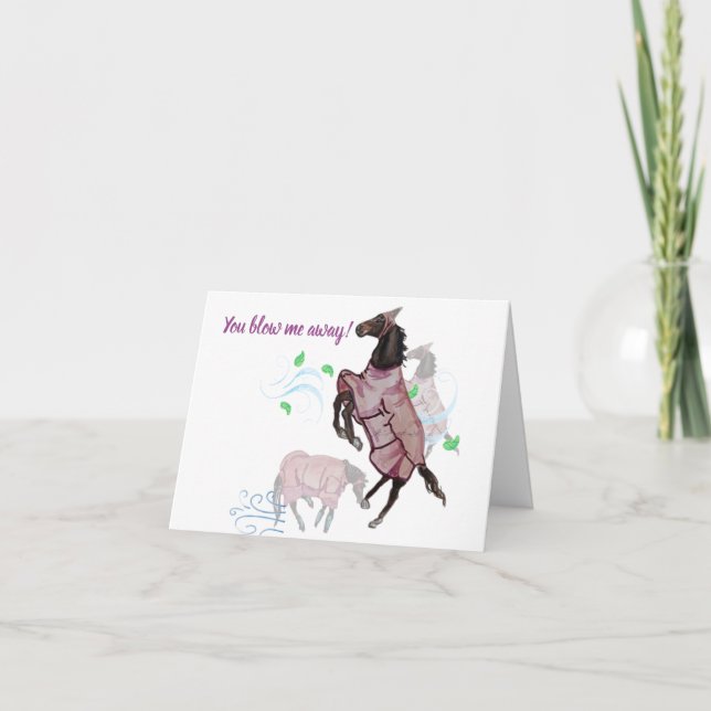 you blow me away horsey card Folded Thank You Card Dankeskarte (Vorderseite)
