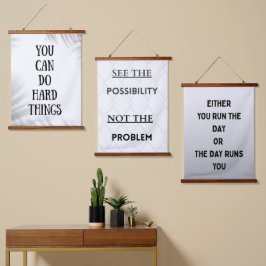 you can do hard things wandteppich mit holzrahmen