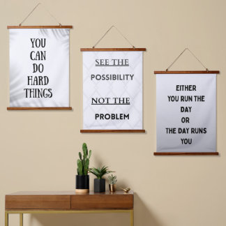 you can do hard things wandteppich mit holzrahmen