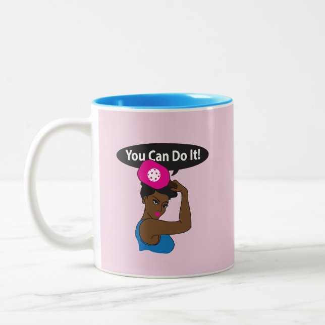 You Can Do It. Rosie Pickleball (B) Zweifarbige Tasse (Links)