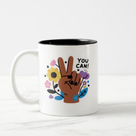 You Can Floral Peace Sign Two-Tone Coffee Zweifarbige Tasse