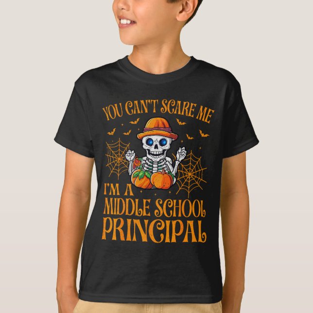 You Can’t E Me Middle School Principal Ghost Hallo T-Shirt (Vorderseite)