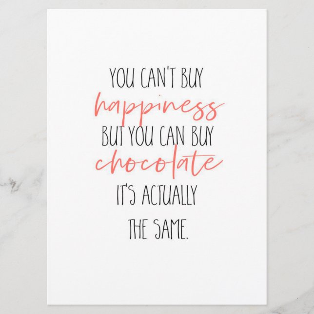 You can't buy happiness but you can buy chocolate menükarte (Vorderseite)
