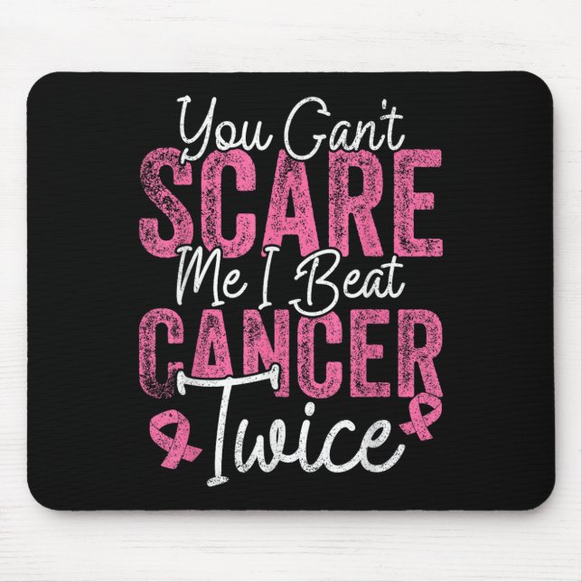 You Can't E Me I Beat Cancer Twice Retro Breast Ca Mousepad (Vorne)