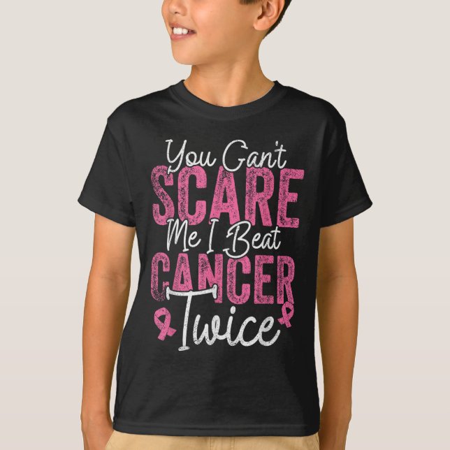 You Can't E Me I Beat Cancer Twice Retro Breast Ca T-Shirt (Vorderseite)