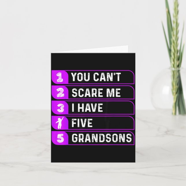 You Can't E Me I Have Five Grandsons Funny Grandma Karte (Vorderseite)