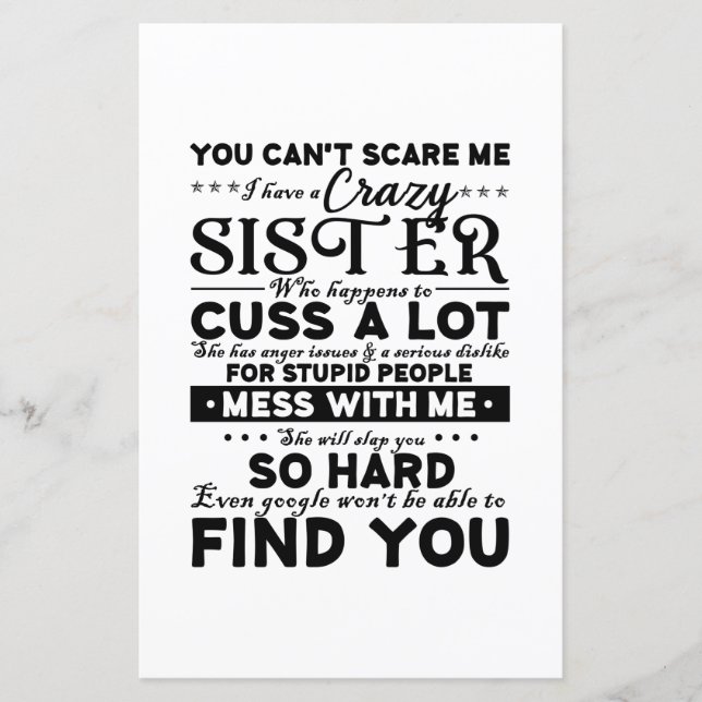 You Cant Scare Me i have a Crazy Sister (Vorderseite)